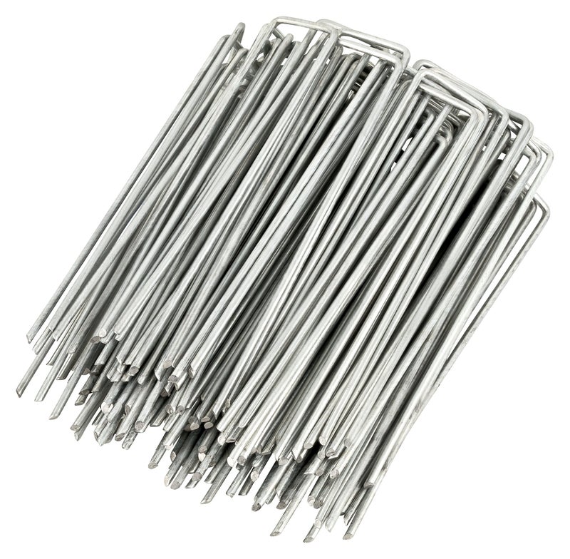 GardenMate 250-Pack Anti-Rust 6'' 11 Gauge Heavy-Duty Flat-Top U-Shaped Garden Stakes Staples Spikes Pins Pegs - Ground Stakes for Anchoring Landscape Fabric - Image 1